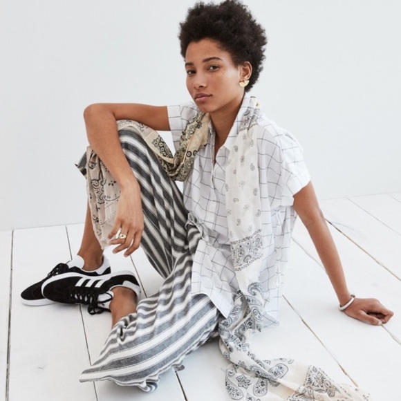 Madewell Linen Huston Pull-on Crop Pant in Stripes - Picture 9 of 10